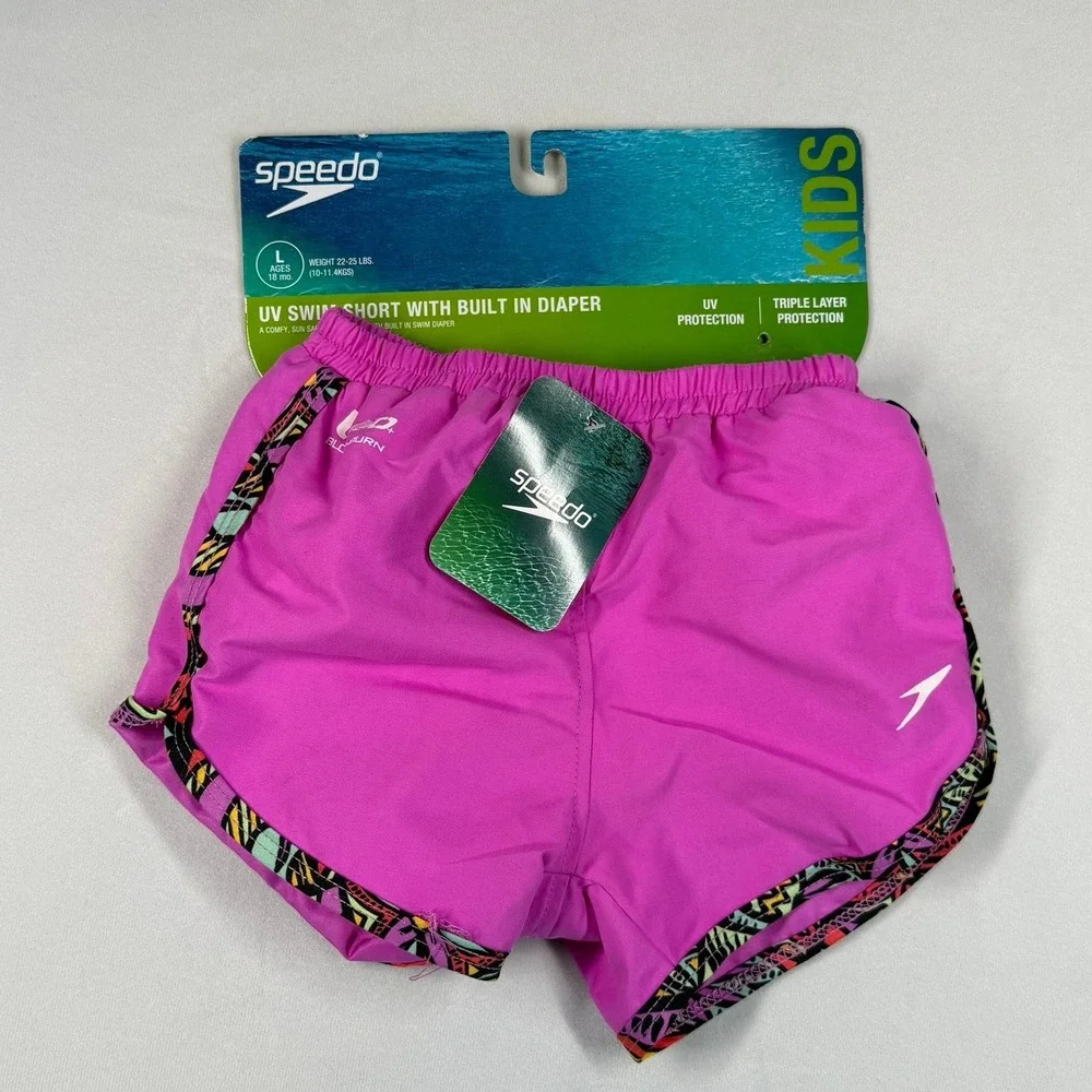 Speedo Kids UV Swim Short with Built In Diaper Pink Size‎ L 18 Months UV50+ New